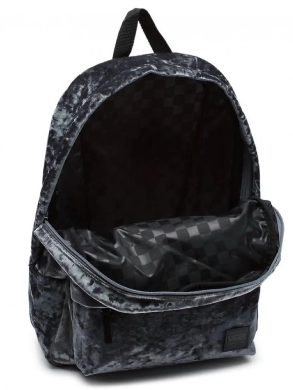 Vans Deana Backpack Grey Crushed Velvet 2 Pocket Stylish Casual Bag